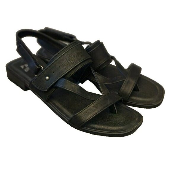 Frye Shoes - Frye and Co. Cassia Flat Sandals Black Adjustable Strap Size 6 M
